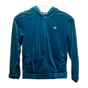 Juicy by Juicy Couture Girl’s Peacock Turquoise Blue Velour Hoodie Size Medium